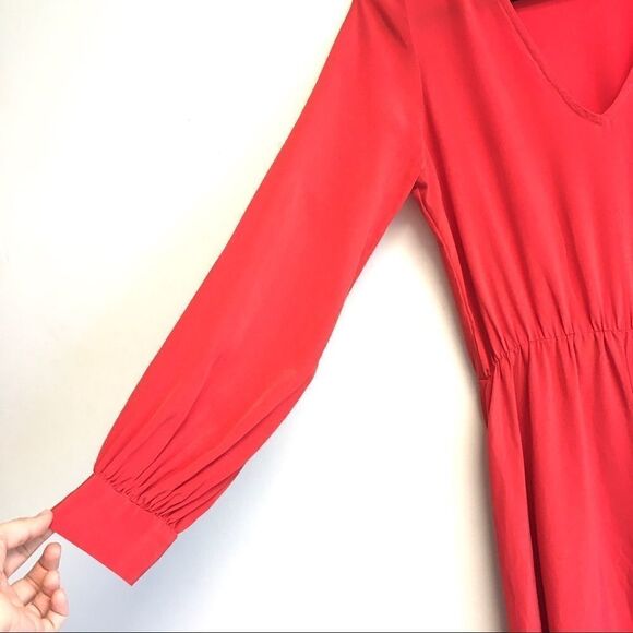 ALEXIS Silk Long Sleeve V-Neck Long Maxi Dress Red XS - Picture 3 of 7